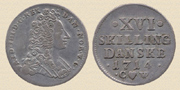 16 скиллингов Фредерика IV. 1714г. Серебро.