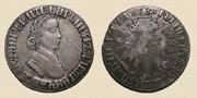 Poltina (auch 'Poltinnik'), Zar Peter I. 1704. Silber.