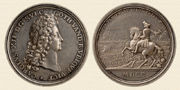 Медальер Филипп Мюллер. Медаль в честь победы шведов над русскими под Нарвой в 1700г. Серебро.