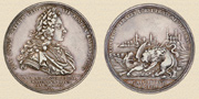 Неизвестный медальер. Медаль в честь победы шведов над русскими под Нарвой в 1700г. Серебро.