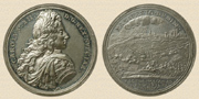 Medailleur Arvid Karlsteen. Medaille 1700 auf den schwedische Sieg über die russischen Truppen bei Narva am 19. November 1700. Zinn.