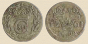 1 öre 1701. Silver.