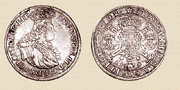 1 талер Августа II. 1702г. Серебро. Монетный двір г. Лейпциг. Буквы EPH принадлежали управляющему монетным двором Ернсту Петру Хечту (1693-1714).