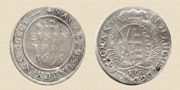 1/12 талера Августа II. 1702г. Серебро. Монетный двор, г. Лейпциг. Буквы EPH принадлежали управляющему монетным двором Ернсту Петру Хечту (1693-1714).