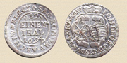 1/12 талера Августа II. 1694г. Серебро. Монетный двор, г. Лейпциг. Буквы EPH принадлежали управляющему монетным двором Ернсту Петру Хечту (1693-1714).