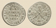 1/24 Taler, Johann Georg IV. Dresdener Münzprägeanstalt, 1693. Silber.