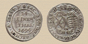 1/24 Taler, Johann Georg IV. Dresdener Münzprägeanstalt, 1694. Silber.