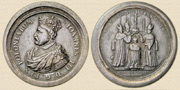 Medal commemorating Augustus II's coronation on September 15, 1697. 18th century. Silver.