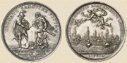 Silbermedaille 1706 auf der Frieden zu Altranstädt zwischen Schweden und Polen/Saschen am 24. September 1706.